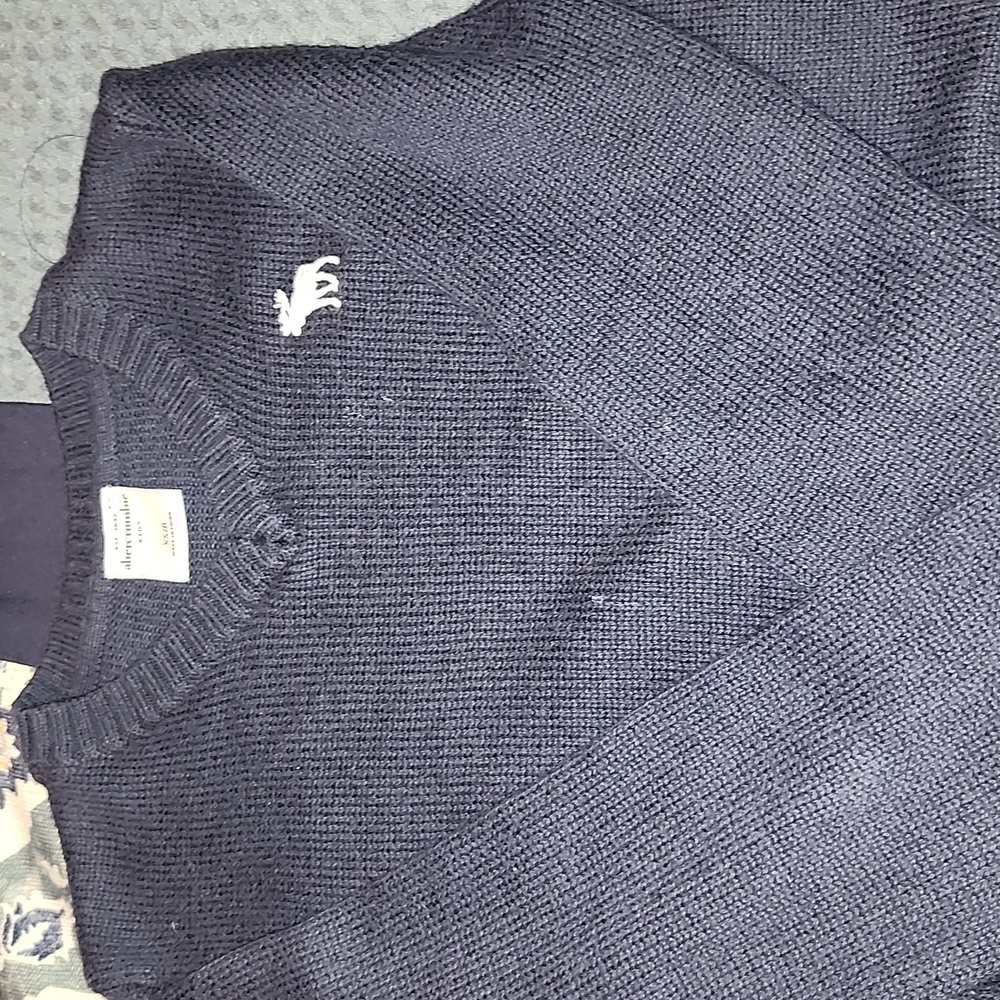 Abercrombie & Fitch Navy Blue V-Neck Sweater